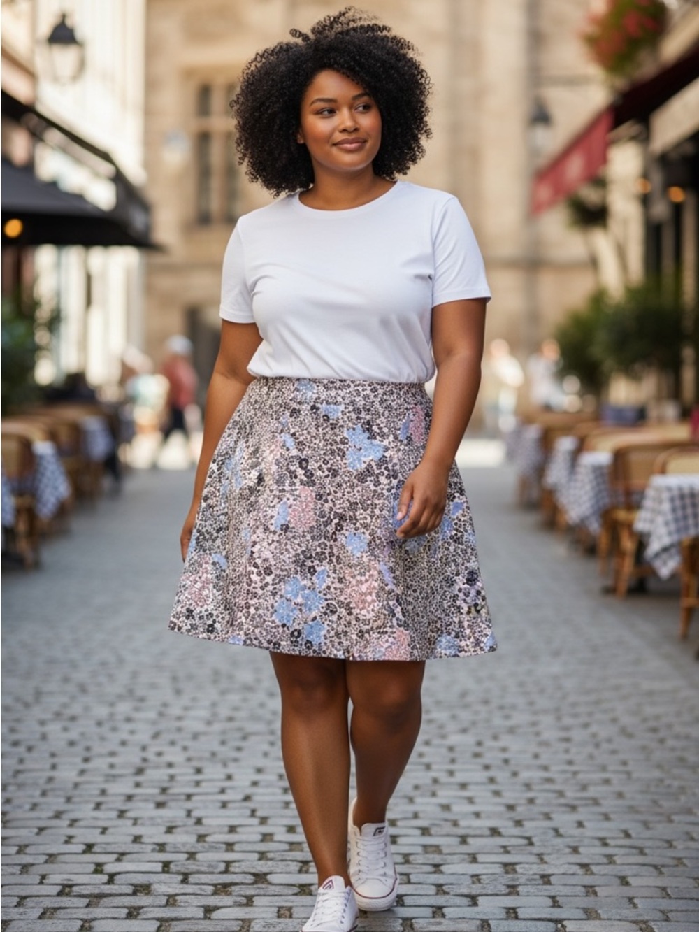 LOFT Floral Leopard Print Skater Skirt in Pink & Blue